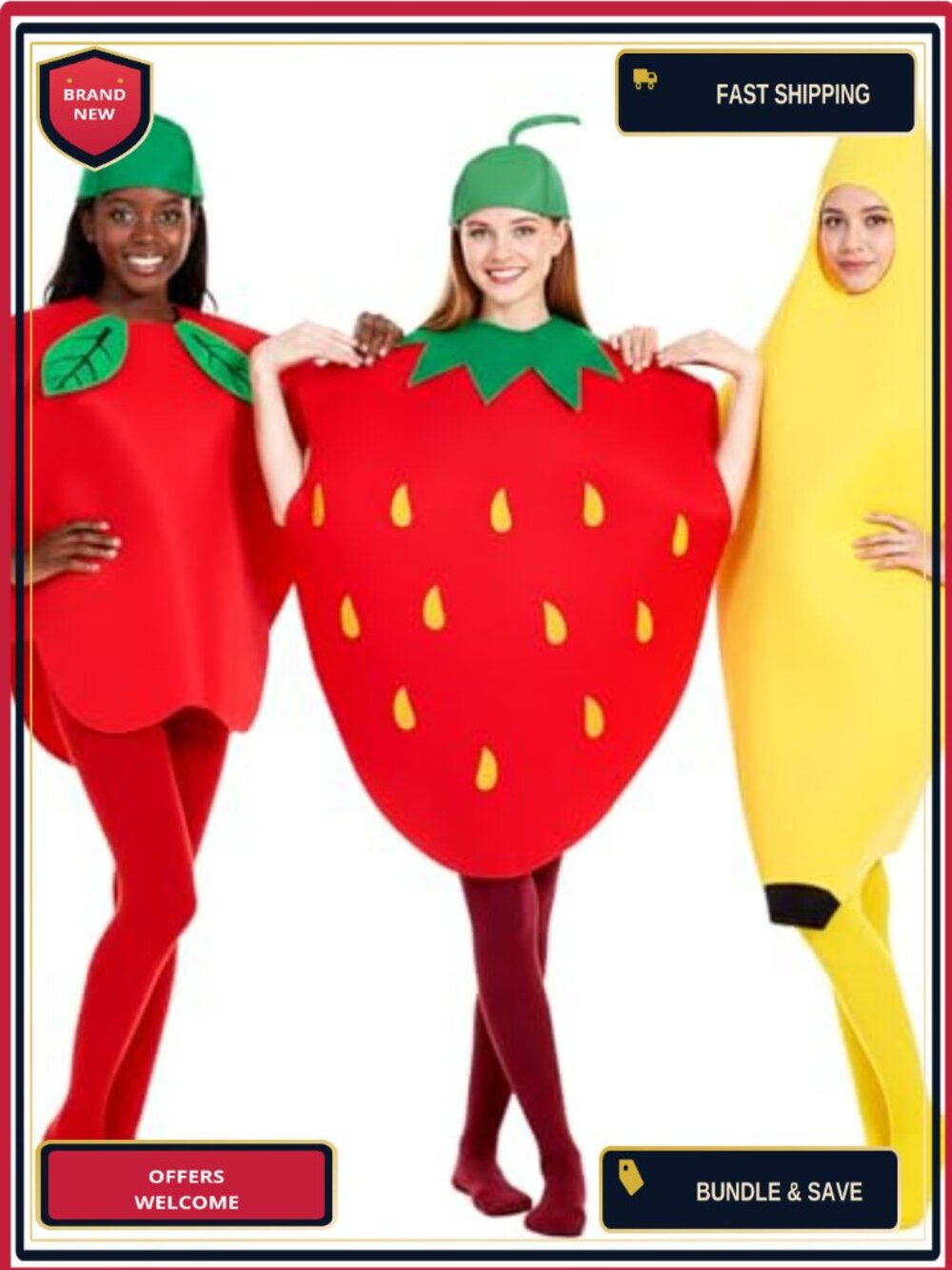 Fruit & Vegetable Costume Set 3-Piece Funny Food Outfit for Party Dress Up